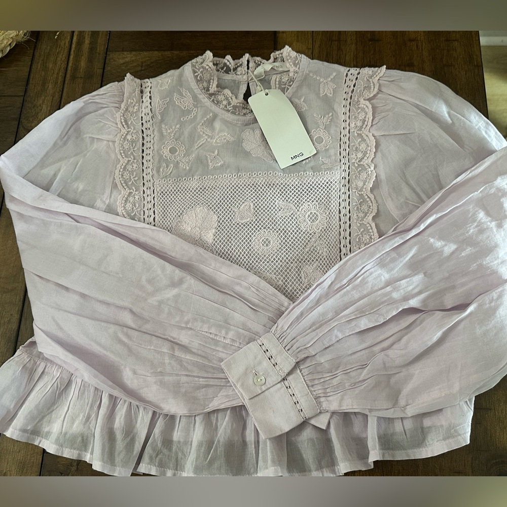 Mango Light Purple Lace Blouse - Picture 6 of 6
